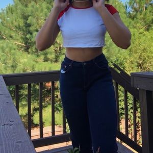 ☆ highwaisted red trim jeans ☆